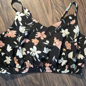 SHEIN Boho/Hippie Chic Style Black Floral Crop Halter Top NWOT/SIZE 6